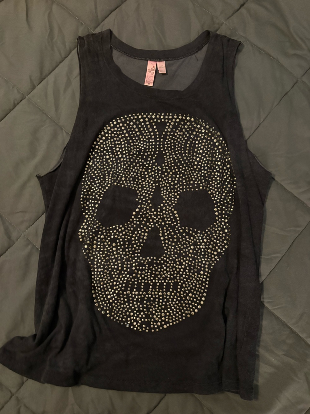 Studded Skull Graphic Top in Black